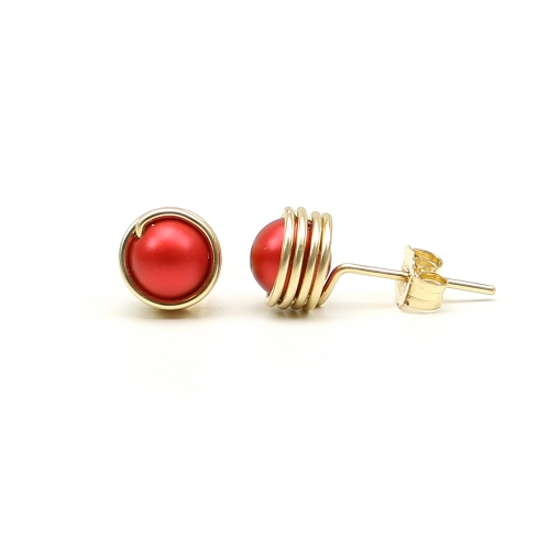 Mini Busted Pearl - Rouge - stud earrings