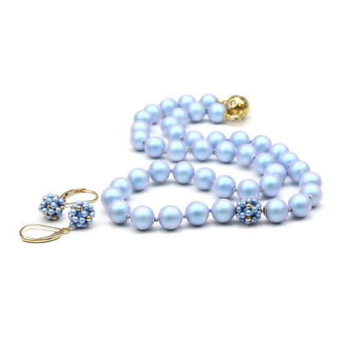 Necklace and leverback earrings set, Ichiban - Classic Sky Blue