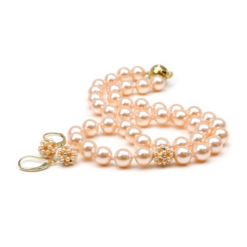 Necklace and leverback earrings set, Ichiban - Classic Peach