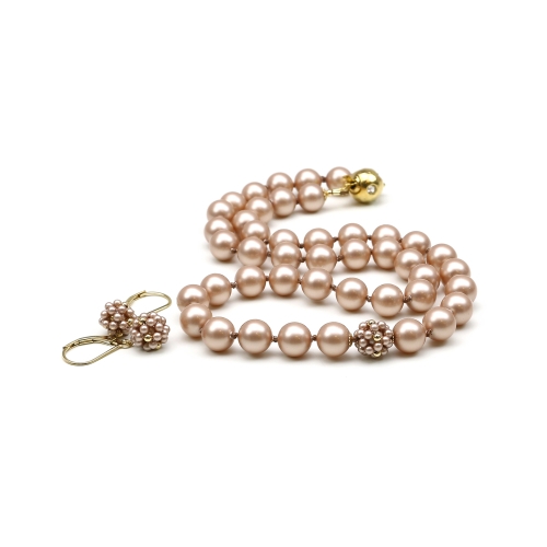 Necklace and leverback earrings set, Ichiban - Classic Powder Almond