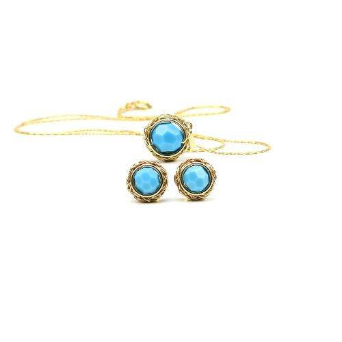 Set pendant and stud earrings by Ichiban - Sweet Turquoise