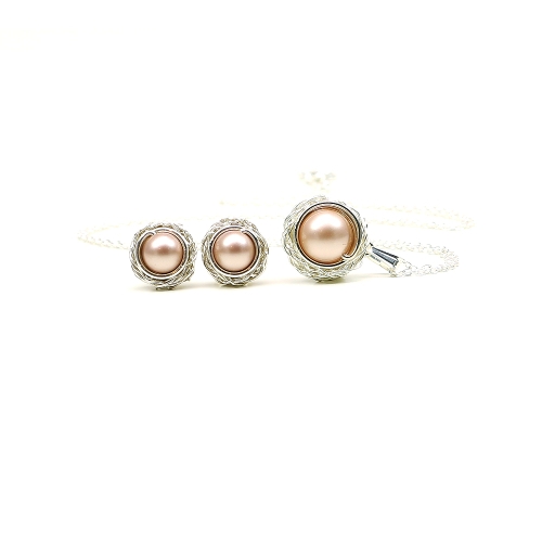 Set pendant and stud earrings by Ichiban - Sweet Almond 925 Silver